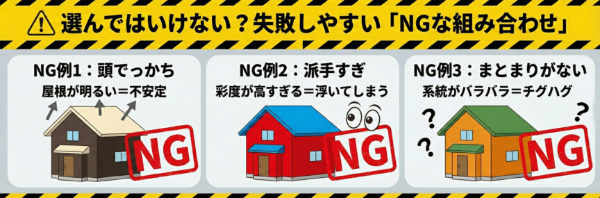 選んではいけない？失敗しやすい「NGな組み合わせ」を表すイラスト図
